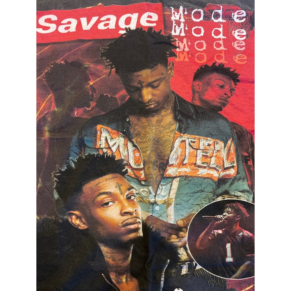 21 Savage Savage Mode Rap Hip Hop Graphic T Shirt Mens L Comfort Colors